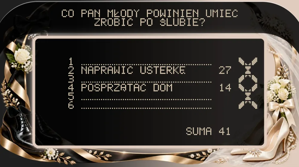 Tablica TV — pan i panna młoda