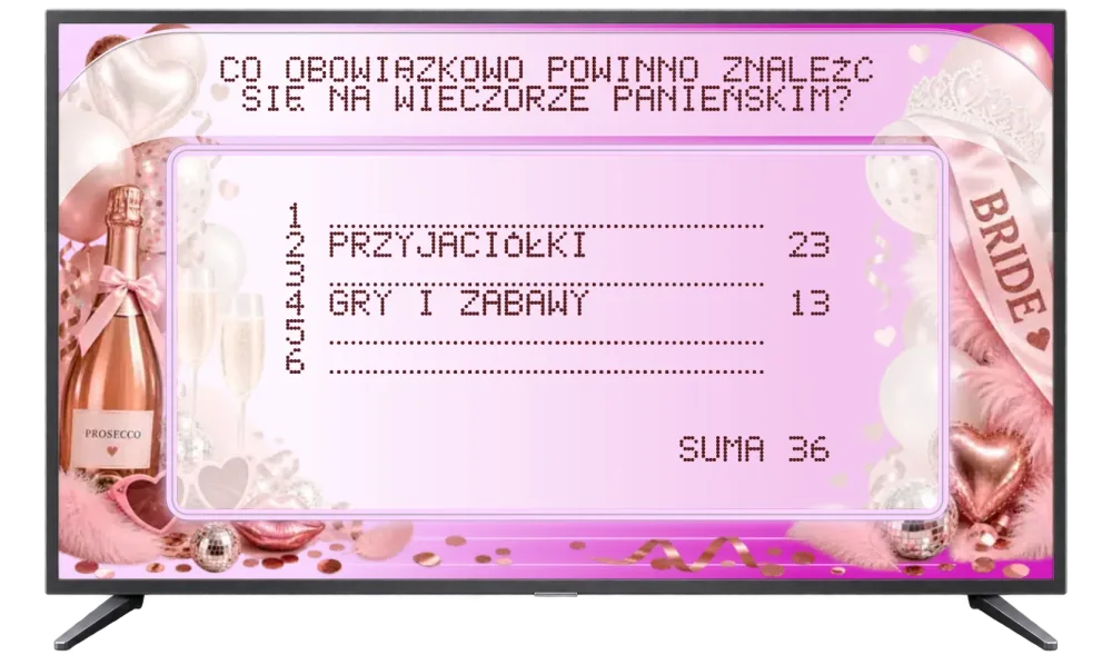 Tablica TV — wieczór panieński na ekranie